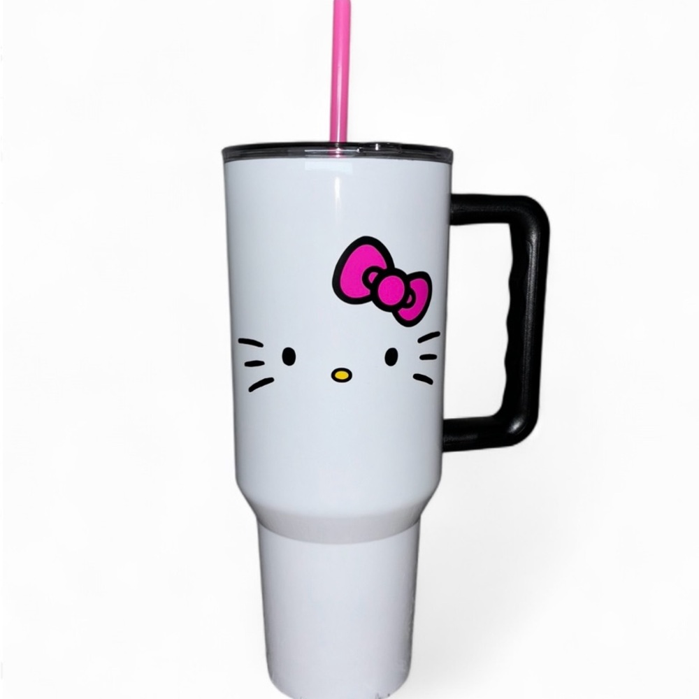 Sanrio Hello Kitty White Tumbler with Pink Straw